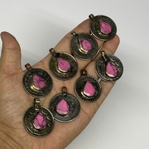 83g, 8pcs, Turkmen Coins Jeweled Synthetic Pink Tribal @Afghanistan, B14531 - £6.38 GBP