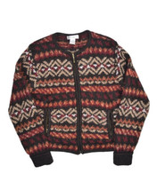 Dress Barn Mohair Wool Blend Cardigan Sweater Womens L Ful Zip Fair Isle - £26.98 GBP