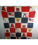 Vintage American Flag Crocheted Afghan Handmade Granny Square 48X60&quot; Bla... - $64.35
