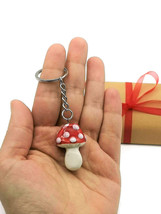 Handmade Ceramic Red Mushroom Keychain For Women, Cute Charm Key Chain Gift Idea - £19.84 GBP+