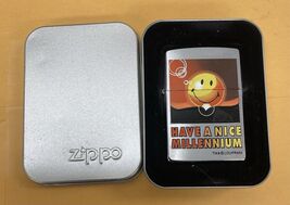 Vintage 1999 Have A Nice Millennium Smiley Face Chrome Zippo Lighter NEW - $46.53