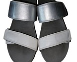 New Balance Women&#39;s Size 9 City Slide Wedge 2 Straps Sandals Silver &amp; White - $13.30