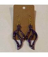 Handmade epoxy resin swirl dangle earrings - super cute purple and gold ... - £4.97 GBP