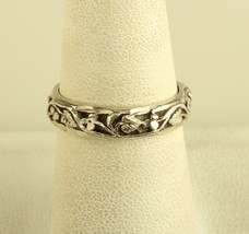 vintage sterling silver floral Leaf filigree ring - £21.31 GBP