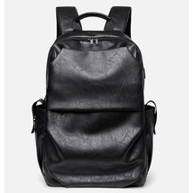 Brand Leather Backpack Men Women School Bags Waterproof USB Charging Stundet Bac - £42.73 GBP