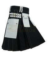 Handmade Utility Kilt For Men Black &White Utility Kilt Working Kilt Hybrid Kilt - £52.28 GBP