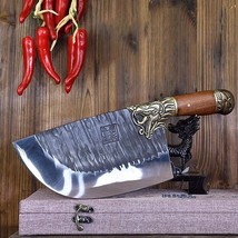 HANDMADE CLEAVER KNIFE FORGED STEEL CHEF BUTCHER SLICING CHOP RIB BONE C... - £82.91 GBP