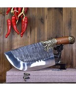 HANDMADE CLEAVER KNIFE FORGED STEEL CHEF BUTCHER SLICING CHOP RIB BONE C... - £81.49 GBP