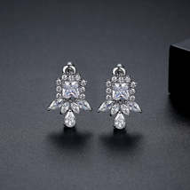 Crystal &amp; Cubic Zirconia Cluster Drop Earrings - £12.78 GBP