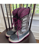 Sorel Joan of Arctic Knit Shale Winter Boots Leather Waterproof Purple $... - $1,146.56 MXN