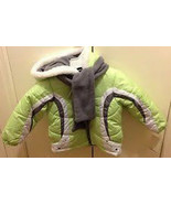 London Fog Limettengrün Pufferjacke mit Weißen Pelzrand Auf Kapuze Und A... - $24.99