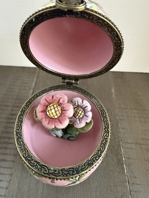 Jim Shore Springtime Surprise 2008 Heartwood Ck Egg Trinket Box Flowers 4013314 Item image 5