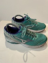 Womens Mizuno Wave Rider 19 Running Athletic Shoes Size 9 Teal Green Purple - £22.36 GBP