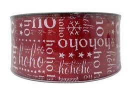 2.5&quot; Wide X 50 Yards Premium Wired Holiday Ribbon - Red With White HOHOHO - £19.55 GBP