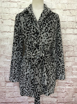 CHICO&#39;S Womens Faux Fur Belted Coat Jacket Leopard Cheetah Animal Print ... - £54.25 GBP