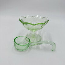 Vintage Uranium Glass Green Glowing Sherbet Cup Glass 3&quot; MCM Retro Heise... - $76.50