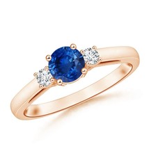 ANGARA 1.21 Ct Round Sapphire &amp; Diamond Three Stone E... - £2,166.54 GBP