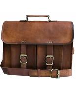 17&quot; leather messenger bag laptop case office briefcase gift for men comp... - £42.95 GBP