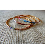 Cute lot of 3 gold tone paint spattered colorful bangle bracelets - $5.00