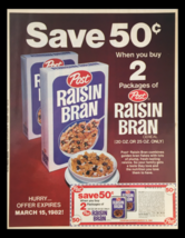 1982 Post Raisin Bran Cereal Circular Coupon Advertisement - $18.95