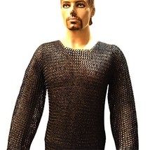 Chain Mail Vikings Armour Flat Riveted Solid Chest 54 Large Blackend - £284.09 GBP