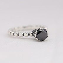 925 sterling Silver Vibrant Spirit Ring, Black Round Crystal Compatible with Eur - £14.72 GBP