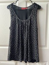 Elle Sleeveless Polkadot Lined Top Womens Size Xtra Large Runches Scoop Neckline - £10.15 GBP