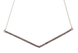 NEW Edison 14K Gold-Plated Pave Cubic Zirconia Crystal Chevron V-Bar Necklace - £23.13 GBP