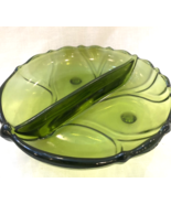 Vintage Green Glass Divided Serving Dish, Mid-Century - $266.59 MXN