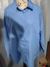 Women&#39;s Roamans Blue Button Down Dress Shirt Stretch Size 18W - £10.31 GBP