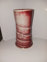 VINTAGE SCHORR SIGNED VASE MAROON RED WHITE 2 TONE FADED POTTERY DECOR C... - $24.70