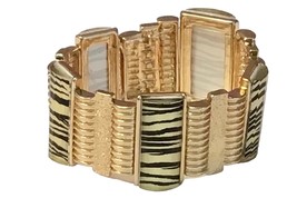 HW Collection Goldtone Animal Print Rhinestone Stretch Bracelet (Zebra Stripe) - £7.66 GBP
