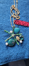 New Betsey Johnson Necklace Starfish Seashells Blue Beach Summer Collectible - £11.71 GBP