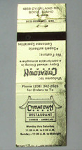 Chinatown Restaurant - Boise, Idaho 20 Strike Matchbook Cover Cantonese Chinese - £1.30 GBP