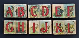 Antique Wood Litho Alphabet Blocks Toy Policeman Soldier Animal - £71.18 GBP