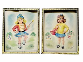 Metalcraft Corp Vintage 1950&#39;s Charlotte Majorette Cheerleader 3D Art Print Set - £25.85 GBP