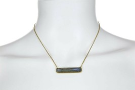 Brand New ARGENTO VIVO Natural Labradorite Bar Pendant, 18k Vermeil Necklace - £30.26 GBP