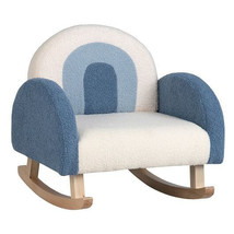 Kids Rocking Chair Children Velvet Upholstered Sofa with Solid Wood Legs-Blue - - £82.78 GBP