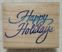 Stampendous Happy Holidays Phrase Rubber Stamp, Approx 2 1/16&quot; X 1 5/8&quot; ... - £6.34 GBP