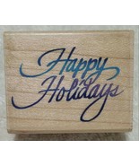 Stampendous Happy Holidays Phrase Rubber Stamp, Approx 2 1/16" X 1 5/8" - NEW - £6.25 GBP