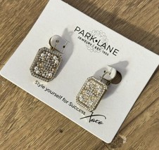 Park Lane Pierced Earrings Gold Tone Faux Pearls &amp; Clear Stones Bling Sp... - £19.70 GBP
