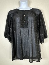 NWT JLO Jennifer Lopez Blouse Womens Plus Size 2X Sheer Black/Metallic Dot - £19.11 GBP