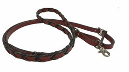 Black Laced Medium Brown Genuine Leather Barrel Horse Contest 8&#39; Rein w/ Snap - $28.80