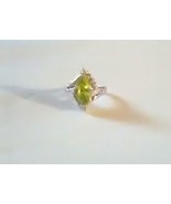 CUBIC ZIRCONIA RING WITH YELLOW STONE - SIZE 6 - £9.59 GBP