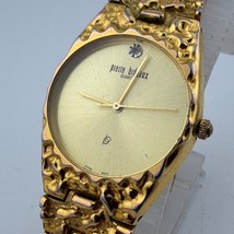 VTG Pierre Bideaux Quartz Watch Men Gold Nugget Tone Diamond ~ For Parts... - $28.49
