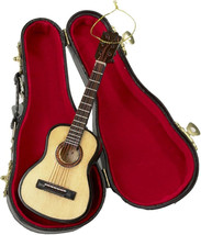 Kurt Adler 5.5&quot; Wooden Pearlized Acoustic Guitar w/CASE Christmas Ornament J4544 - £15.09 GBP