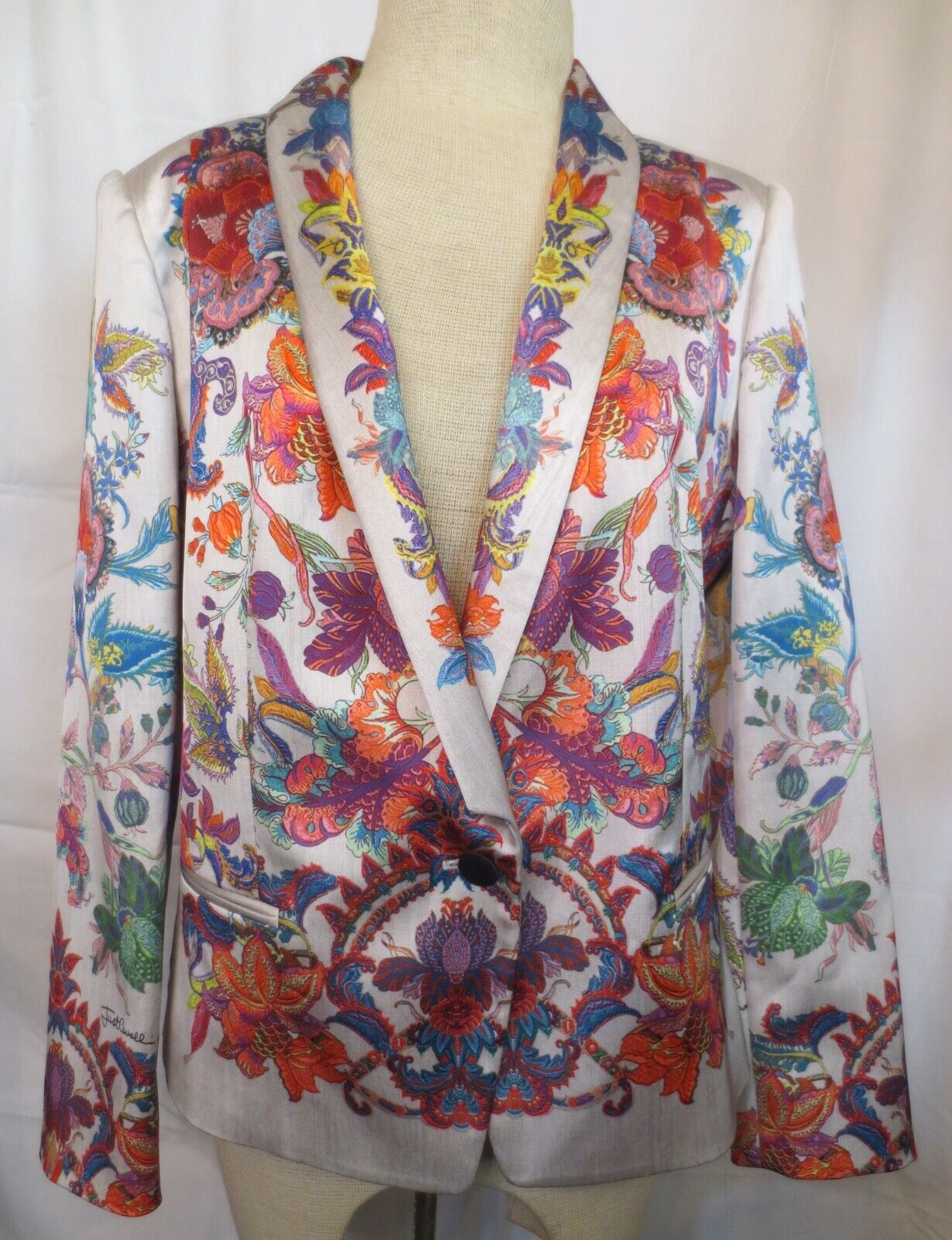 Primary image for Just Roberto Cavalli Gorgeous Floral Jacket Colorful Design Size 46 US 36