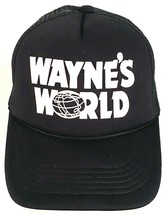 Vtg WAYNE&#39;S WORLD Trucker Hat-Mesh-Snapback-Black-Rope Bill - $14.01