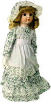 China Porcelain 15&#39;&#39; Doll ~ Dark Blue Eyes ~ In Original Box, MINT CONDI... - $29.65