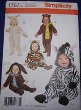Simplicity Babies’ Costume Rabbit Bear Tiger Zebra Dog Size XS-L #1767 Uncut - £4.80 GBP
